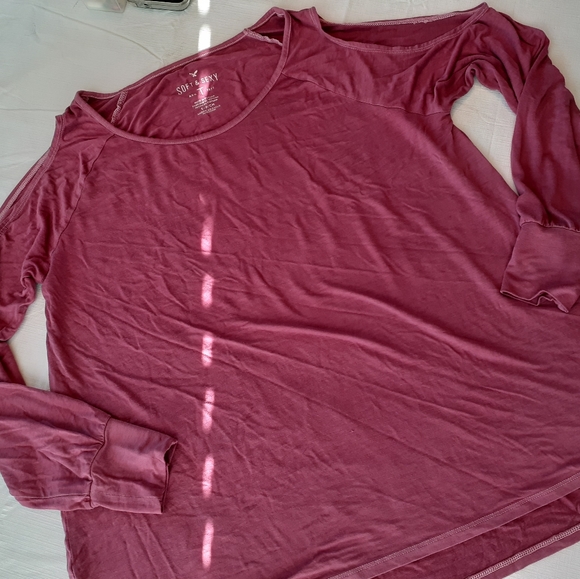 AEO Soft&Sexy Cold Shoulder Long Sleeve Top - Picture 1 of 4